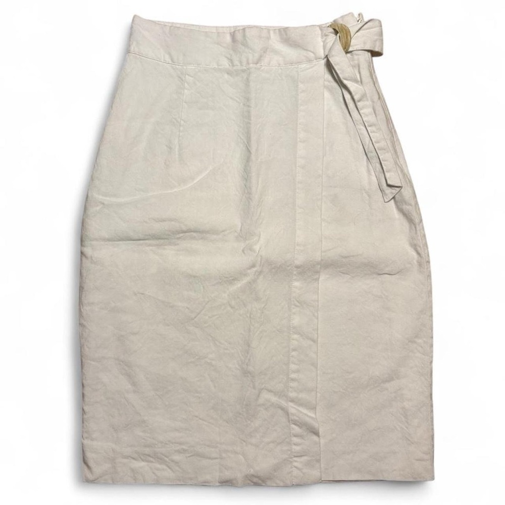 ANTONIO MELANI Cream Pencil Skirt size 0 linen blend beach summer vacation vibes